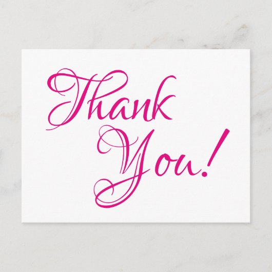 Hot Pink Calligraphy Wedding Danke Postkarte (Vorderseite)