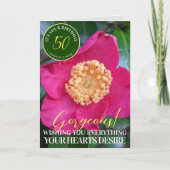 Hot Pink Camellia Blume Happy Birthday Card Karte (Vorderseite)