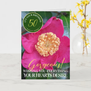 Hot Pink Camellia Blume Happy Birthday Card Karte