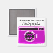 Hot Pink Camera Fotogeschäft Magnet (Vorderseite/Rückseite)