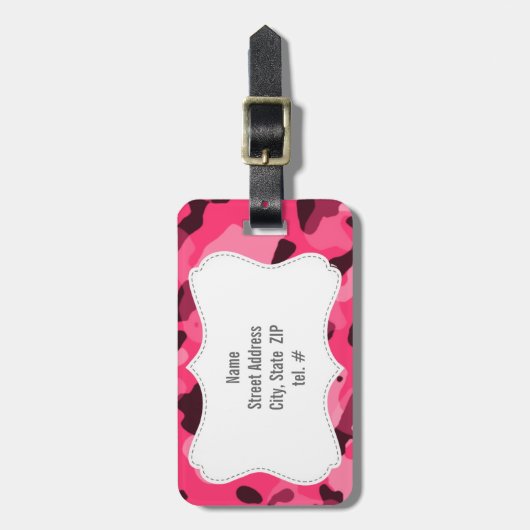 Hot Pink Camouflage; Camouflage Gepäckanhänger (Vorderseite vertikal)