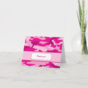 Hot Pink Camouflage Danke Note Card