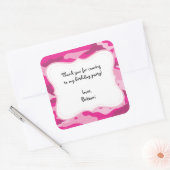 Hot Pink Camouflage Geburtstagspartei Gefallen Eti Quadratischer Aufkleber (Umschlag)