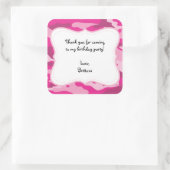 Hot Pink Camouflage Geburtstagspartei Gefallen Eti Quadratischer Aufkleber (Tasche)