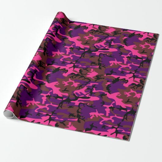 Hot Pink-Camouflage Geschenkpapier (Ungerollt)