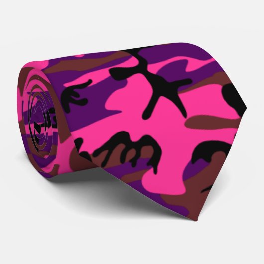 Hot Pink-Camouflage Krawatte (Gerollt)