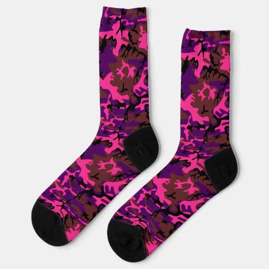 Hot Pink Camouflage Socken (Linkes Detail)