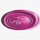 Hot Pink Candle Wax Siegel Tropfen Sweet 16 Weddin Pappteller (Schrägansicht)