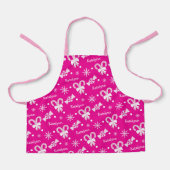 Hot Pink Candy Cane Peppermint Snowflakes Name Schürze (Vorderseite)