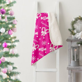 Hot Pink Candy Canes Peppermint & Snowflakes Name Sherpadecke