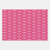 Hot Pink Caps Diplomas Mixed Graduation Patterns Geschenkpapier Set (Vorderseite 2)