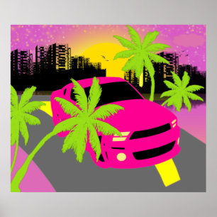 Hot Pink Car Poster drucken