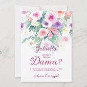 Hot Pink Charming Delicate Wildflowers Quinceañera Einladung (Vorderseite)