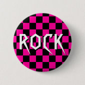 HOT PINK CHECKERBOARD ROCK BUTTON (Vorderseite)