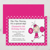 Hot Pink Cheerleader Cheerleader Cheerleader Birth Einladung (Vorne/Hinten)