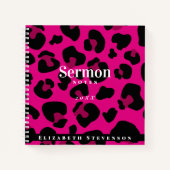 Hot Pink Cheetah Print Sermon Notizen Add Year Nam Notizblock (Vorderseite)