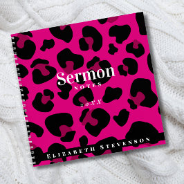 Hot Pink Cheetah Print Sermon Notizen Add Year Nam Notizblock