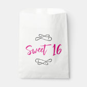 Hot Pink Chic Doodle Modernes Script Sweet 16 Geschenktütchen (Vorderseite)