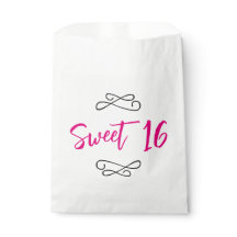 Hot Pink Chic Doodle Modernes Script Sweet 16
