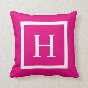 Hot Pink Chic Square   Monogramm-Kissen Kissen