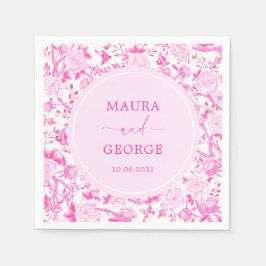 Hot Pink Chinoiserie Blume Bird Porzellan Hochzeit Serviette