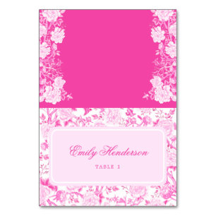 Hot Pink Chinoiserie Hochzeitstisch Platzkarten Tischnummer