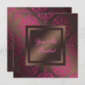 Hot Pink Chocolate Brown Party Einladung (Vorne/Hinten)