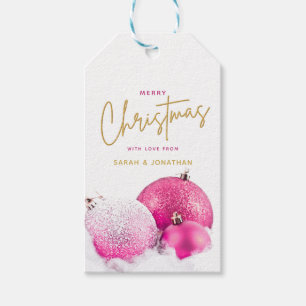Hot Pink Christmas Baubles Geschenkanhänger