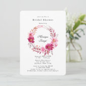 Hot Pink Chrysanthemum Bridal Dusche Einladung (Stehend Vorderseite)