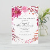 Hot Pink Chrysanthemum Bridesmaids Luncheon Einlad (Stehend Vorderseite)