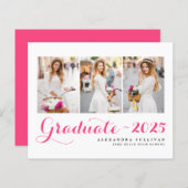 Hot Pink Class of 2025 Foto Collage Abschluss (Vorne/Hinten)