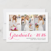 Hot Pink Class of 2025 Foto Collage Abschluss Einladung (Vorderseite)