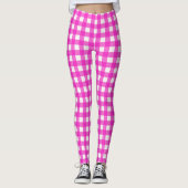 Hot Pink Classic Gingham Prüfmuster Leggings (Vorderseite)