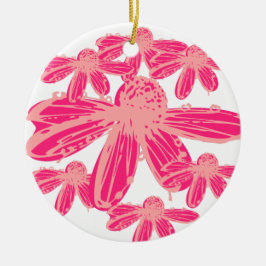 HOT PINK CONEFLOWER BLOSSON KERAMIK ORNAMENT