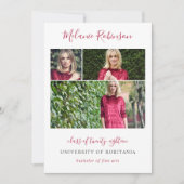 Hot Pink Confetti 3 Fotos Abschluss Ankündigung (Vorderseite)