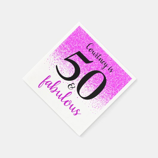 Hot Pink Confetti 50 und Fabulous Custom Script Serviette (Ecke)