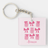 Hot Pink Coquette Pickle Jar und Bow Personalisier Schlüsselanhänger (Vorderseite)