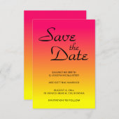 Hot Pink Coral und Yellow Ombre Save the Date Einladung (Vorne/Hinten)