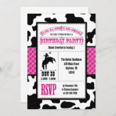 Hot Pink Cowboy Geburtstagseinladung Einladung (Vorne/Hinten)