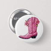 Hot Pink Cowgirl Boot Howdy Button (Vorne & Hinten)