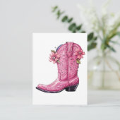 Hot Pink Cowgirl Boot Howdy Postkarte (Stehend Vorderseite)