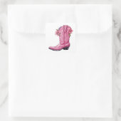 Hot Pink Cowgirl Boot Howdy Quadratischer Aufkleber (Tasche)