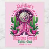 Hot Pink Cowgirl Boots & Disco Ball Bachelorette Weinetikett (Einzelnes Label)