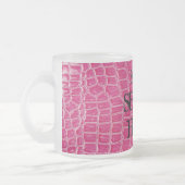 Hot Pink Croc Imitats Mattiert Glass Coffee Tasse  (Links)