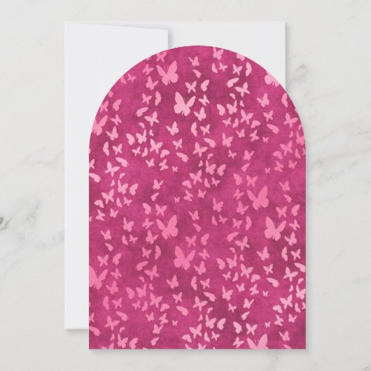Hot Pink Crown Butterfells Elegantes Quinceanera Einladung (Rückseite)