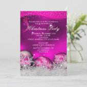 Hot Pink Crystal Snowflake Weihnachts-Party Einladung (Stehend Vorderseite)
