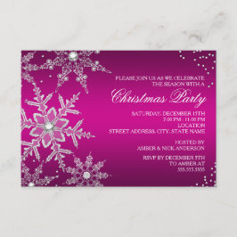 Hot Pink Crystal Snowflake Weihnachts-Party RSVP Karte