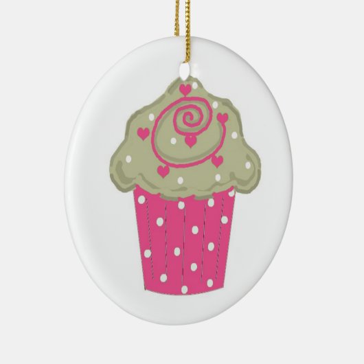 Hot Pink Cupcake Keramik Ornament (Rechts)