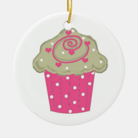 Hot Pink Cupcake Keramik Ornament (Vorne)
