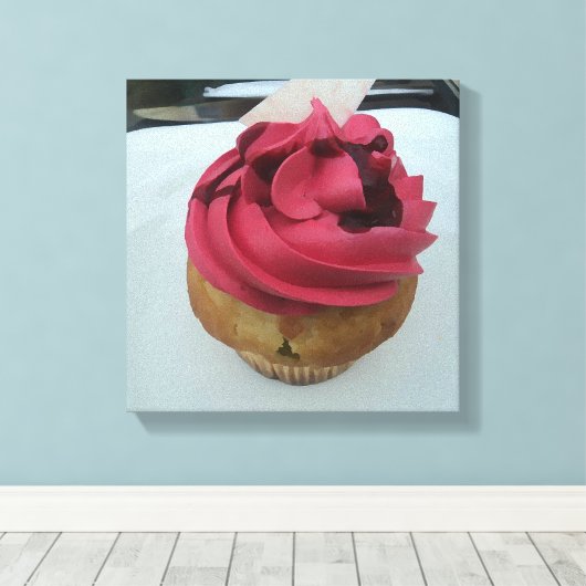 Hot Pink Cupcake Leinwanddruck (Insitu (Holzboden))